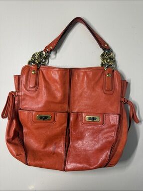 Coach Chelsea Flagship Curry Orange Leather Turn lock Pockets Shoulder bag $798